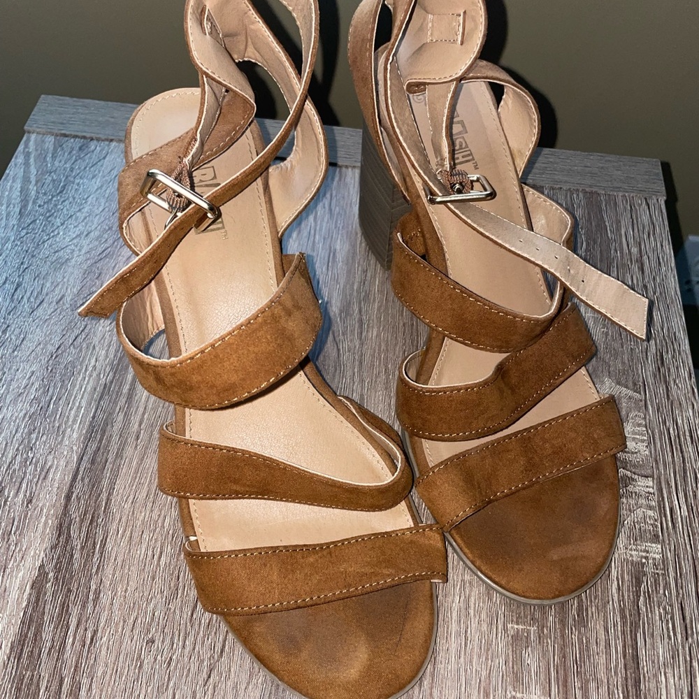 Brash Cognac Suede Strap Heel